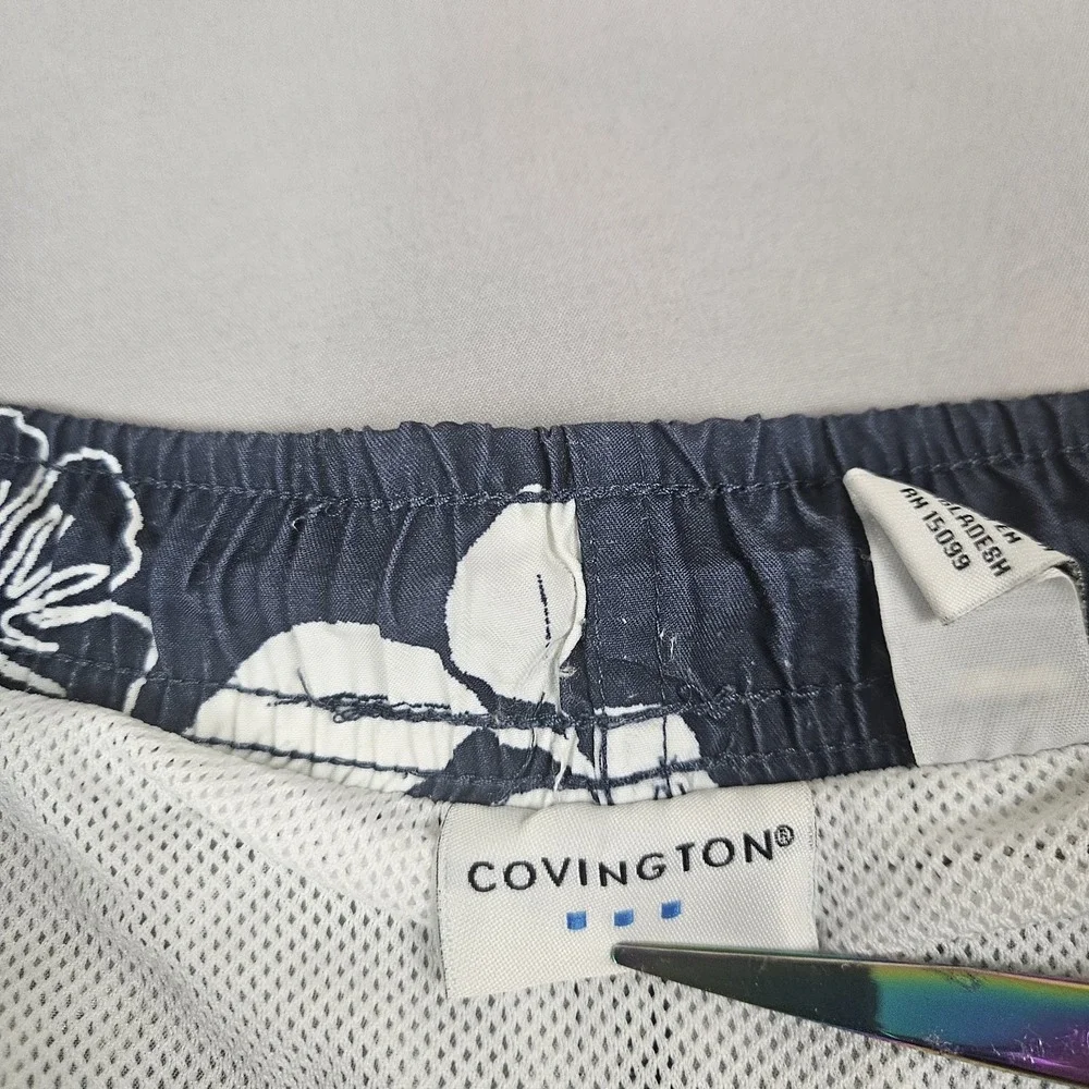 Covington Swim Trunks Mens M Blue White Hawaiian‎ Floral Board Summer Shorts